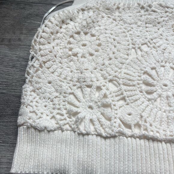 House of Harlow 1960 Womens Crochet Knit Crop Top cream boho revolve NWOT Large - Picture 4 of 7